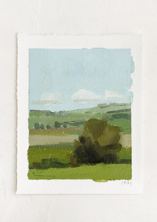 An original landscape oil painting on paper.