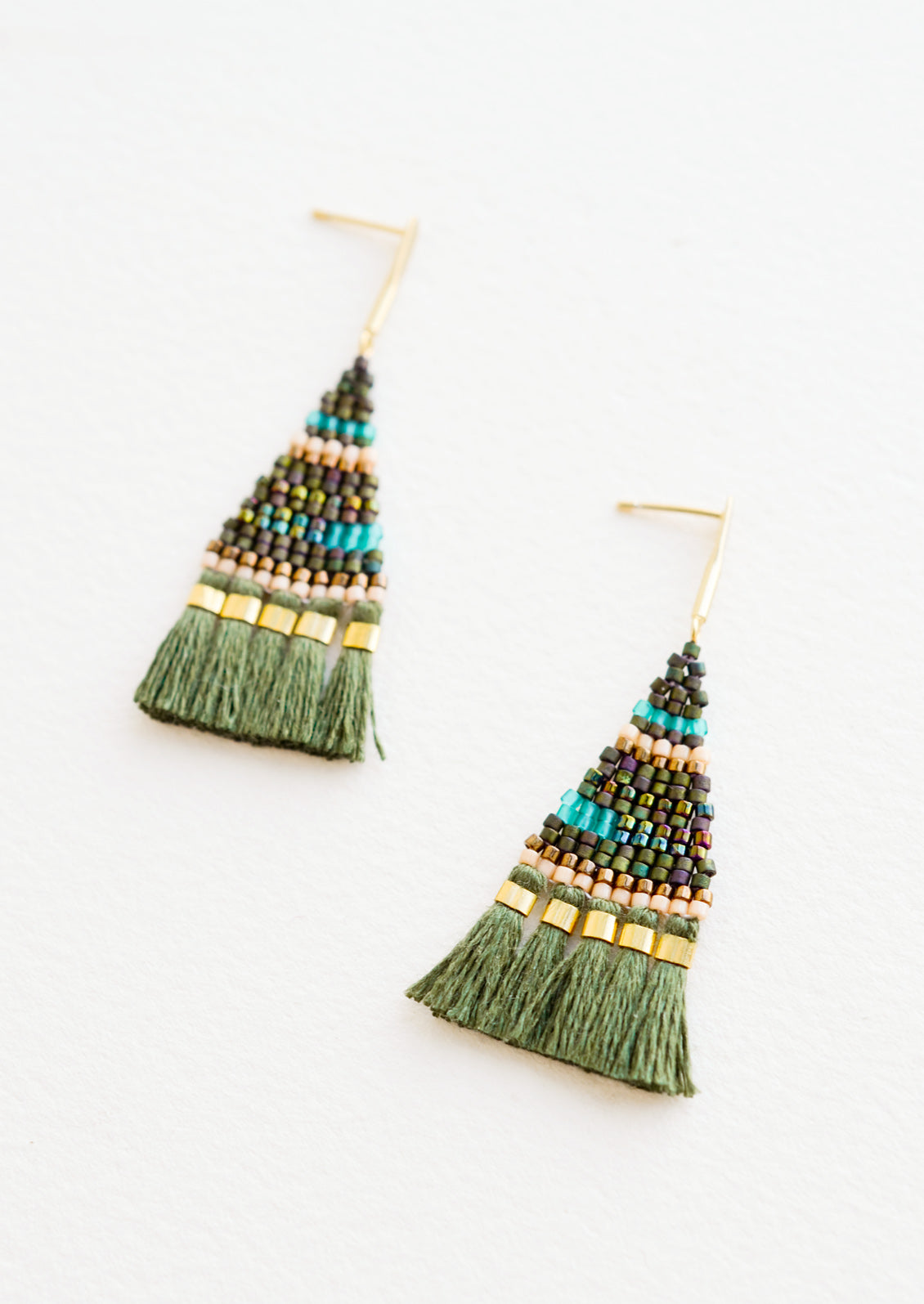 Sadie Tassel Earrings in Olive Multi - LEIF