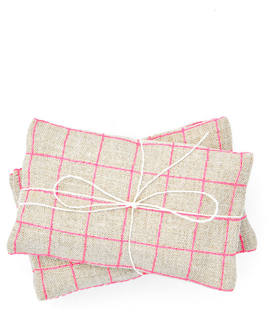 Lavender Linen Sachet Set in Pink Windowpane - LEIF