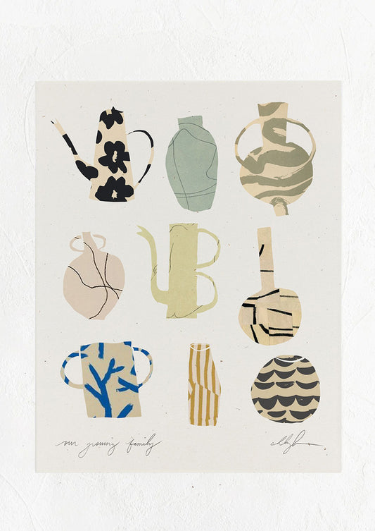 An art print with drawings of different vessels.
