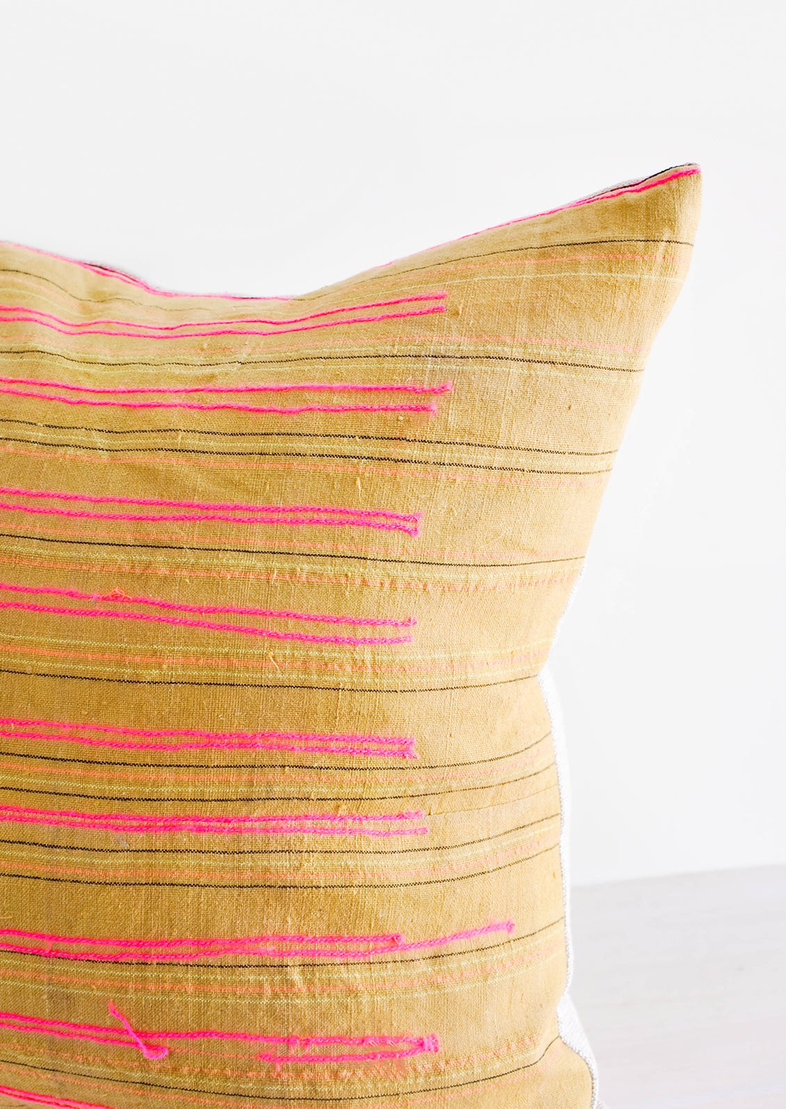 Stitch Stripe Pillow in Ochre in  - LEIF