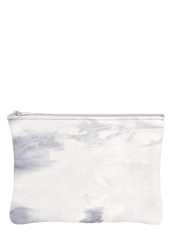 Isoline Leather Zip Pouch in Grey Tie Dye / Small [$48.00] - LEIF