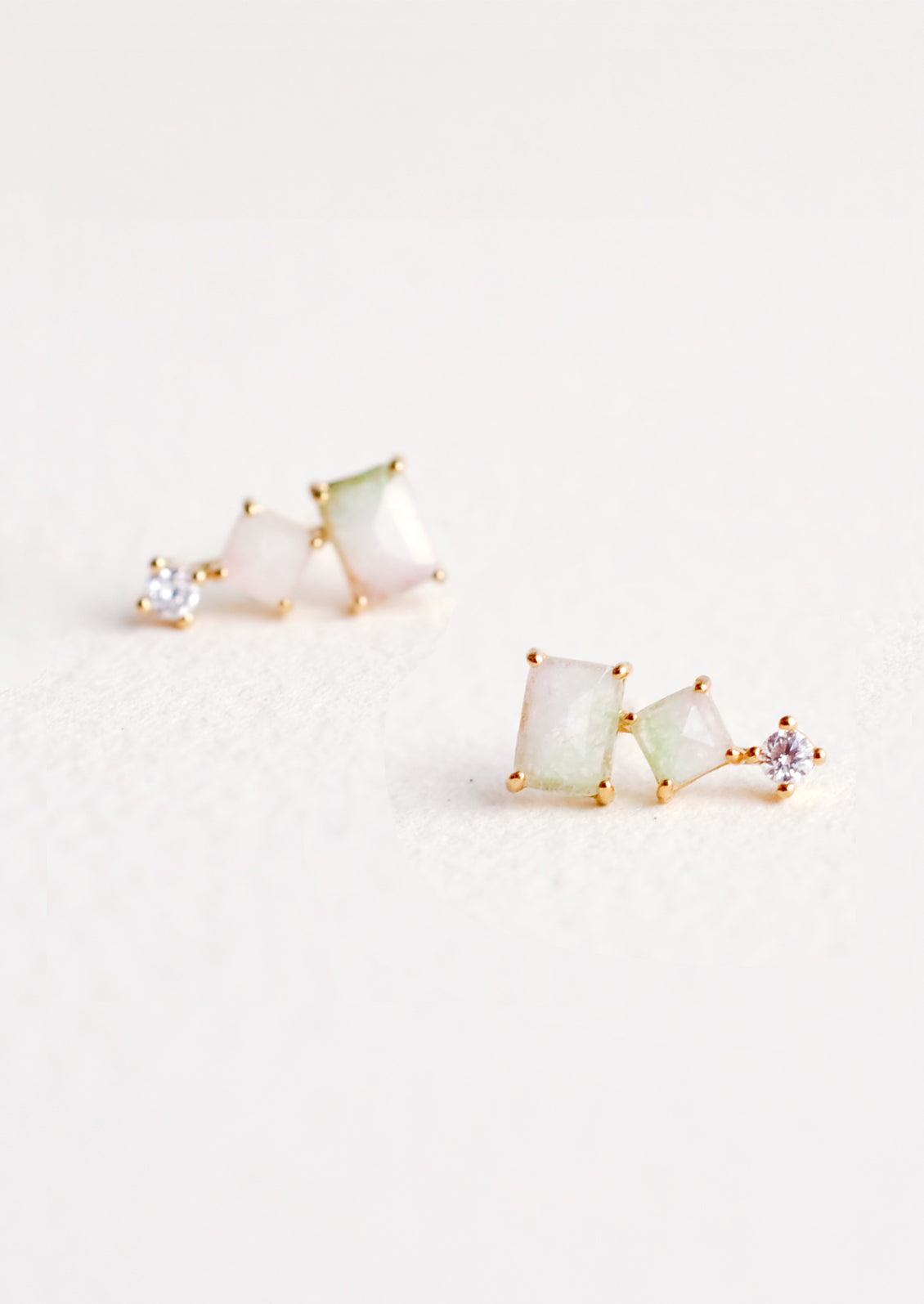 Stacked Watermelon Tourmaline Studs in  - LEIF